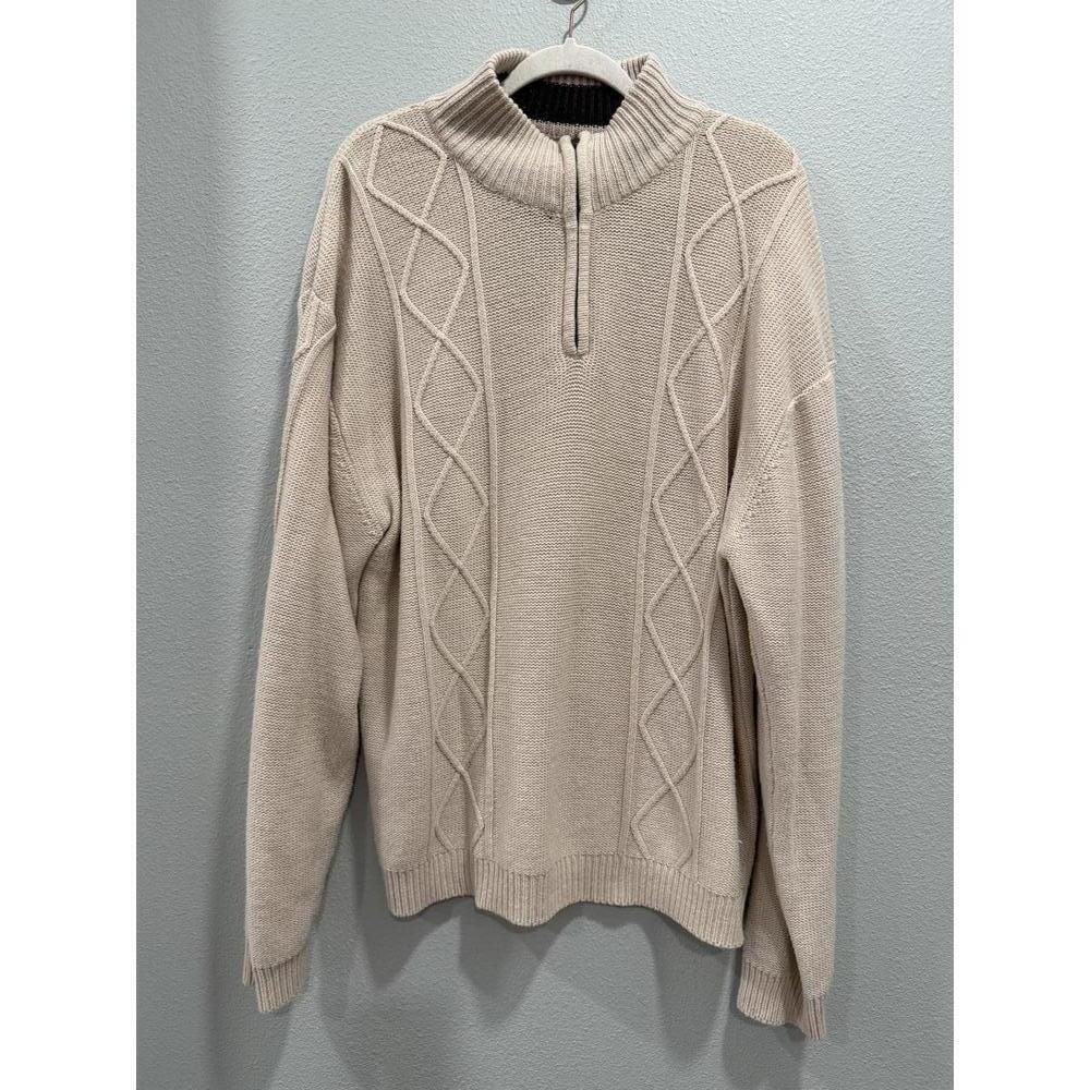 Vintage Sun River Quarter Zip Knit Sweater, Men's XL